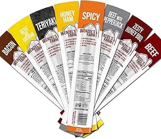 Wenzel’s Farm Variety Snack Sticks │Supports Active Lifestyles │ Flavorful, Natural Smoked │ High Protein, Low Carb │ No MSG, Fillers, Binders, Artificial Colors │ Gluten Free | 16 sticks (8 packs of 2) | Original Variety Pack