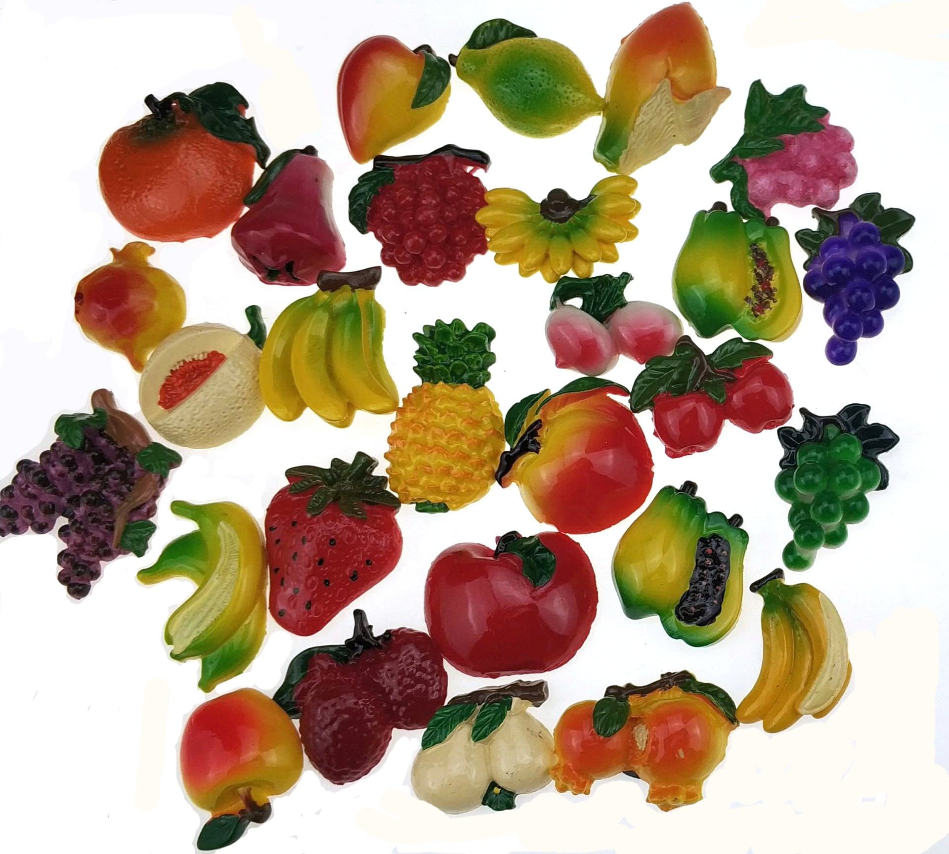 Miswee random 12Pcs creative 3D resin fruit vegetables fridge magnets funny cute decoration refrigerator magnet accessories office school whiteboard magnet (Random 12 style fruits)
