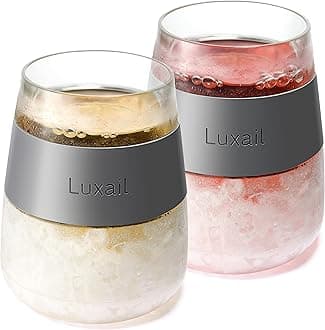 luxail Wine Glasses, Plastic Wine Glasses Set of 2, Wine Gifts, Double Wall I...