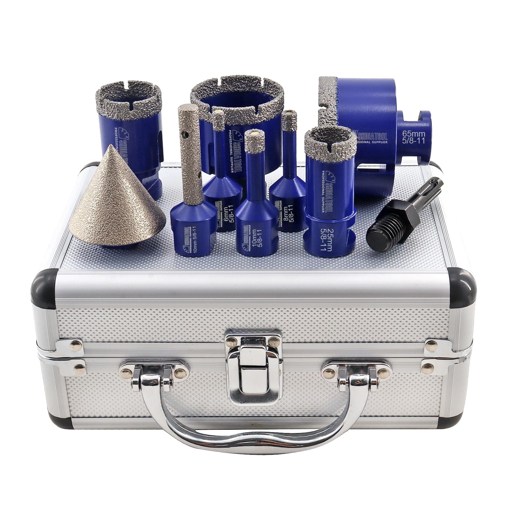 Diamond Drilling Core Bits Set Chamfer Bits for Porcelain Tile Marble Ceramic Granite Milling Kit 5/8"-11 10pieces