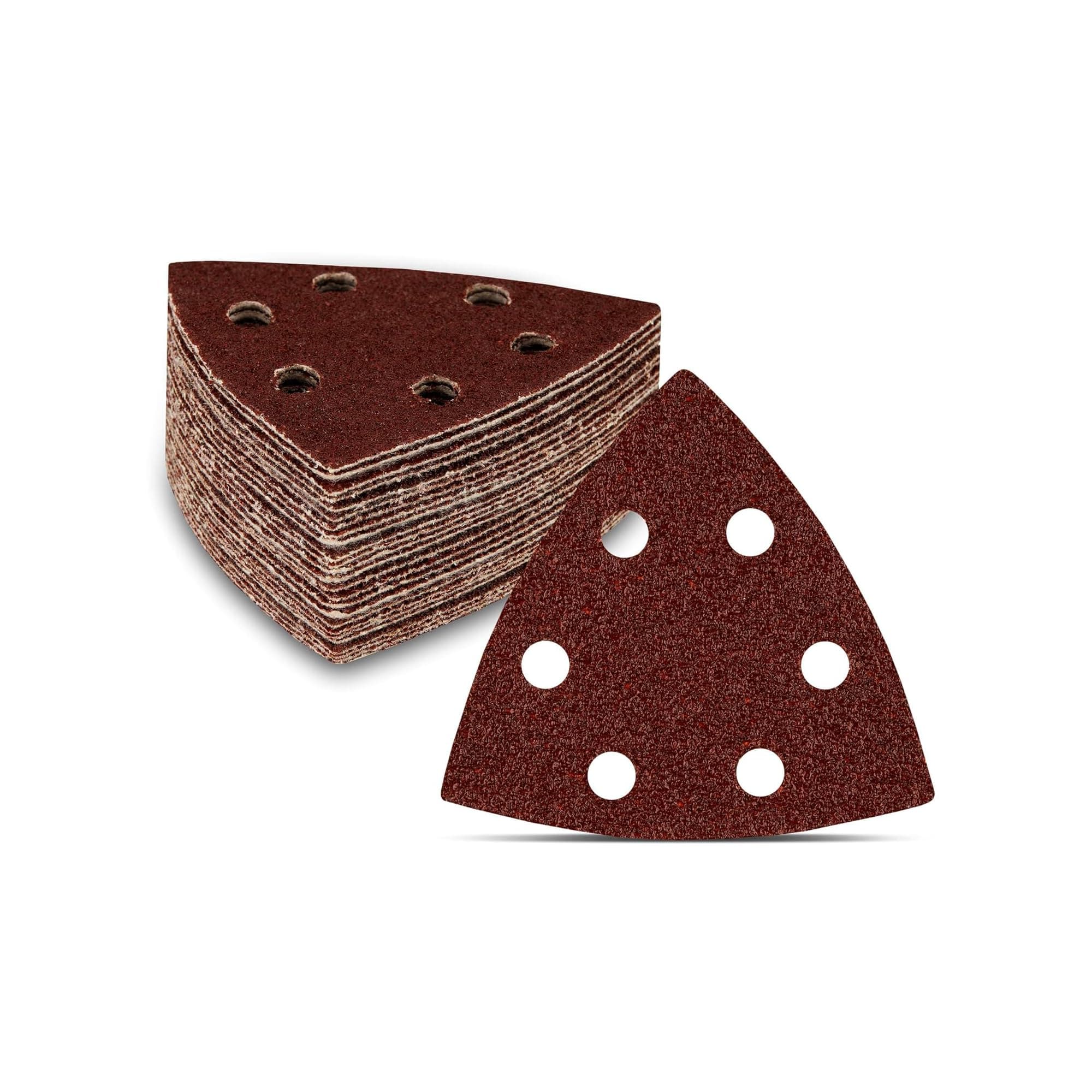 Delta Triangle Sanding Sheets | 120pcs | 6-Hole | 93x93x93mm | Mixed Grits 40/60/80/120/180/240 | for Delta & Multi-Sanders | Abrasive Sandpaper Pads | Triangle Grinding Discs | Wood & Metal Sanding