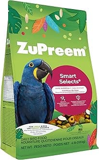 ZuPreem Smart Selects Bird Food, Daily Nutrition for Amazons, Cockatoos, and Macaws, Bird Feed Pellets and Seed Blend, Cockatoo Food, Macaw Diet, Made in USA, (Large, 4 lb bag)