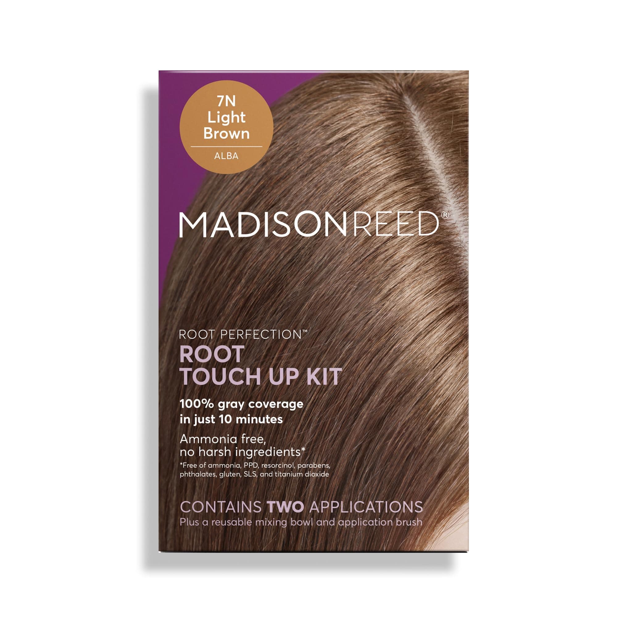 Root Perfection Permanent Root Restoration, 7N Alba Light Brown, 10 Minutes for 100% Grey Coverage, Ammonia Free Hair Colour, Two Uses