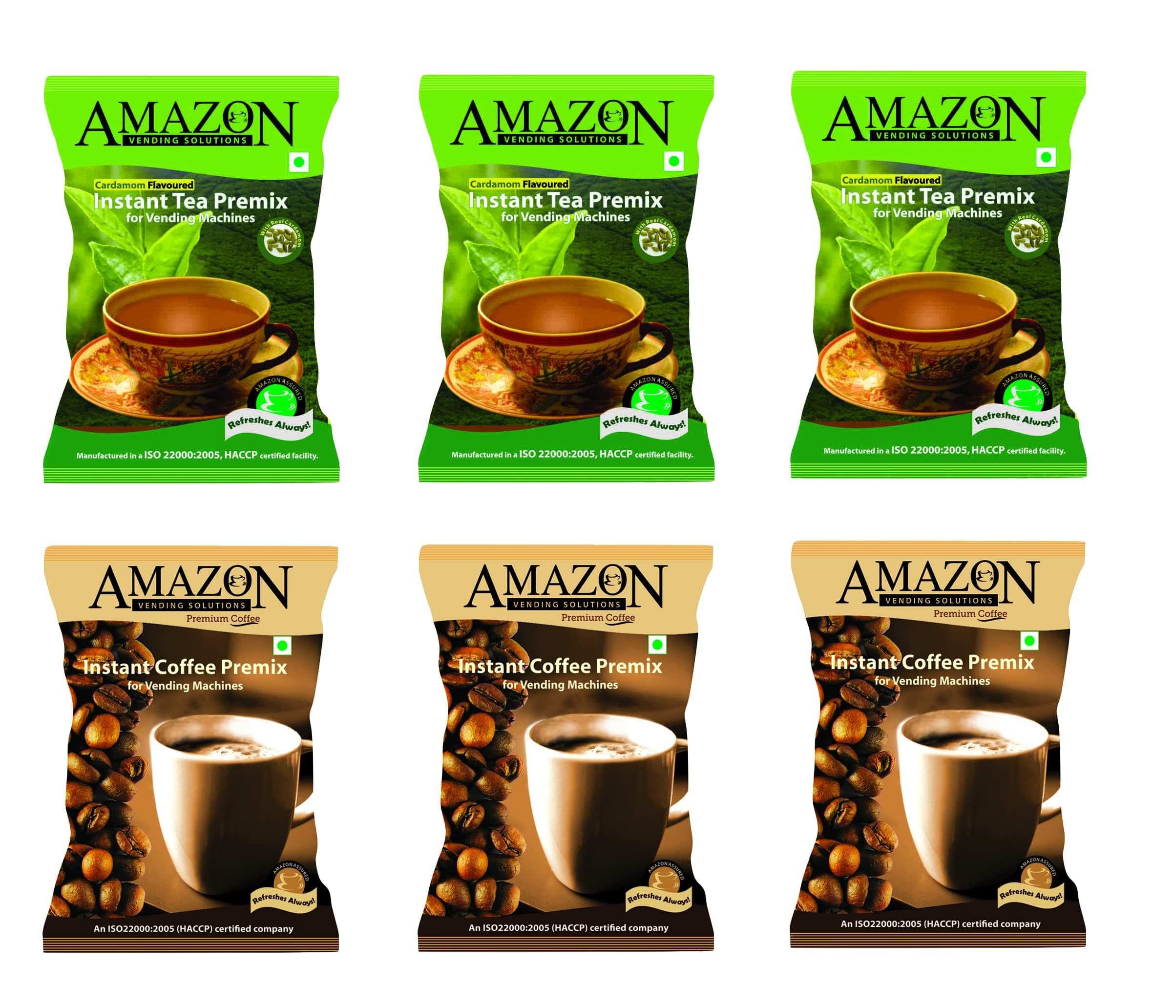 AMAZON 3 in 1 Instant Regular Cardamom Tea (3 kg) and Premium Coffee Premix (3 kg) Combo (Premix Contains Tea, Milk and Sugar) for Vending Machines