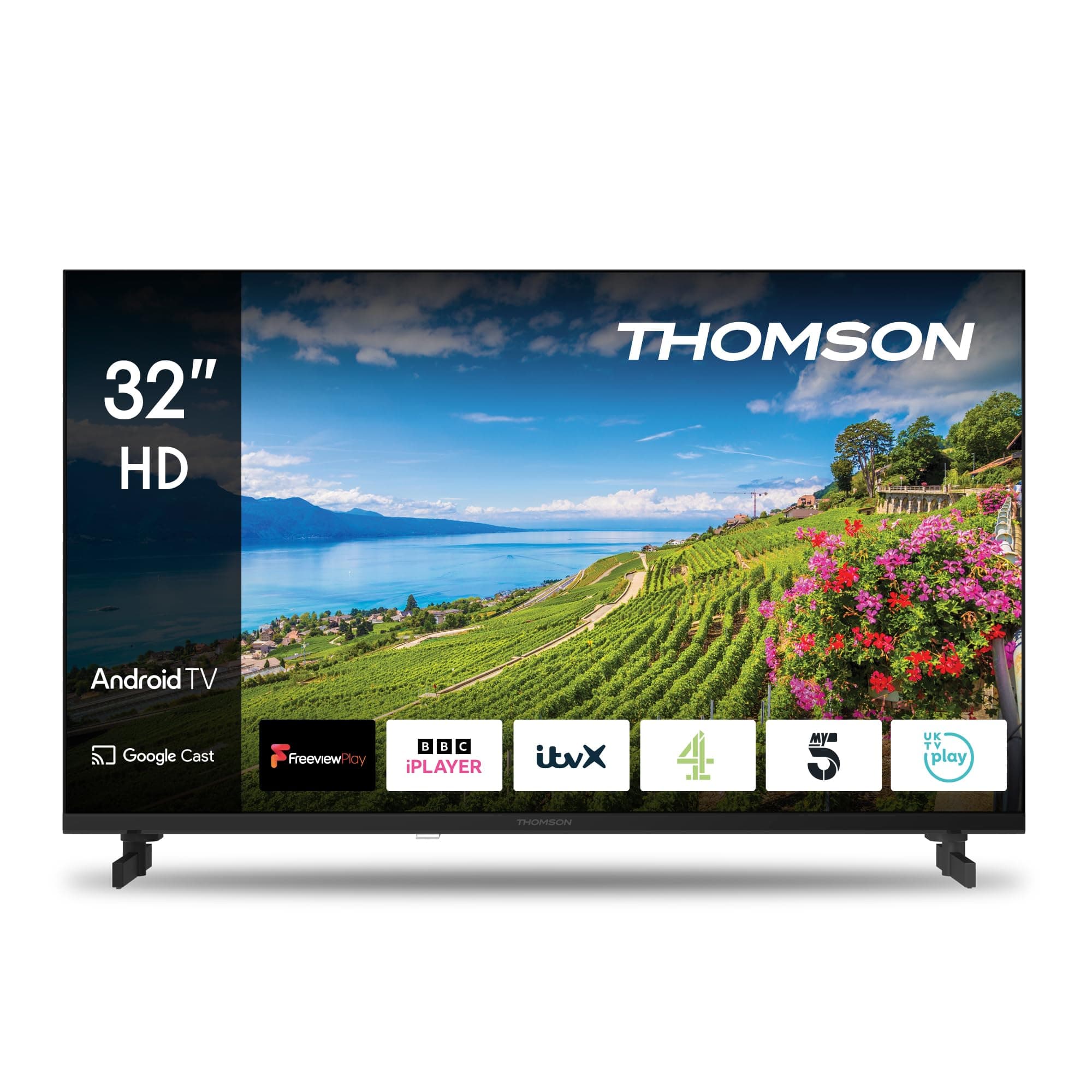 Thomson 32 Zoll (80 cm) LED HD Smart Android TV, Google Assistant, Wi-Fi, Dolby Digital, Bluetooth, Triple-Tuner (Cable/Satellite/Antenna), HDMI, CI+, A+ Panel- 32HA2S14UK [Energy Class E]