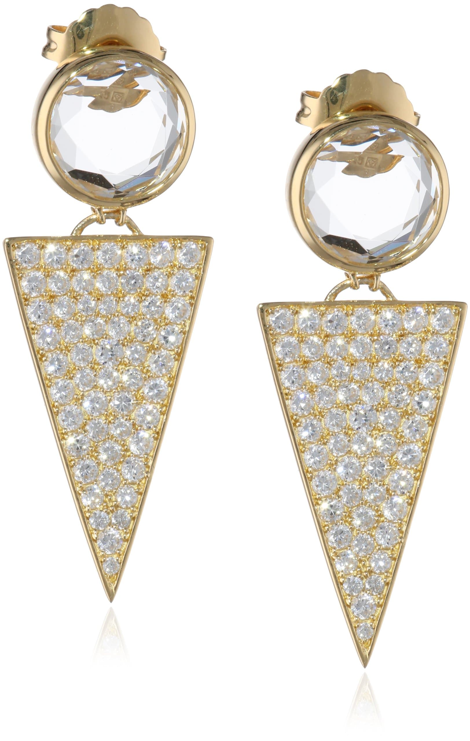 Melanie Auld 18k Gold Plated Base Pave Triangle Drop Earrings