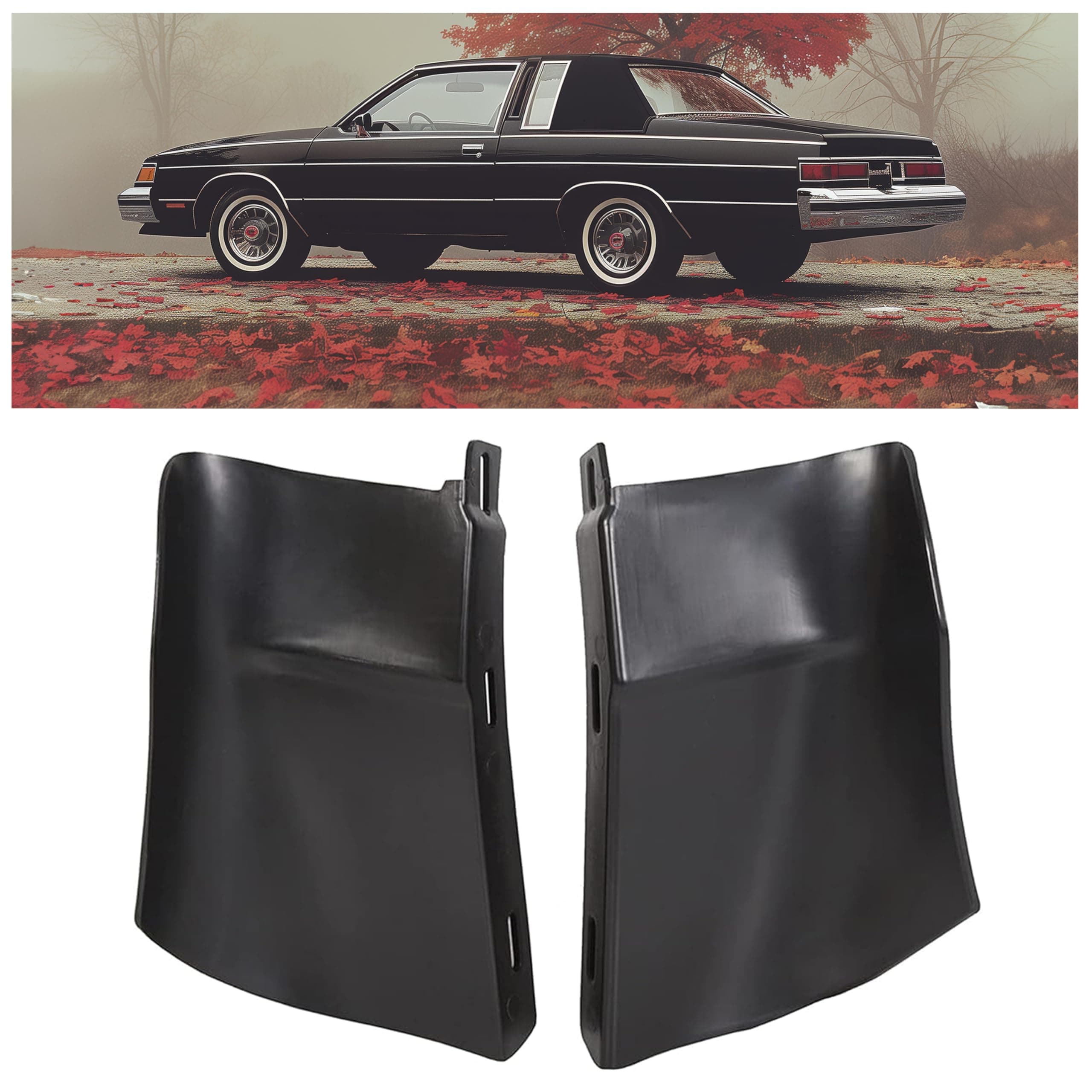 Rear Bumper Quarter Panel Fillers Kit Primed Left Right Fits Chevy Chevrolet Caprice Impala 1986-1990 ABS Black 2PCS 1 Pair