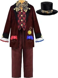 ReliBeauty Mad Hatter Halloween Costume, Cosplay Costume, For Children, Girls, Boys, Events, Stage, Performance Outfit, Hat Included