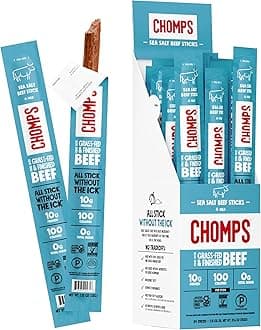 Grass Fed Sea Salt Beef Jerky Snack Sticks, Keto, Whole30, Paleo, Gluten Free, Sugar Free, Low Carb, AIP Diet Compliant, 1.15 Oz, Pack of 24