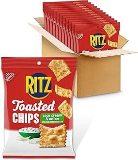 Toasted Chips Sour Cream and Onion Crackers, Bulk Individual Snacks, 12 Snack Packs