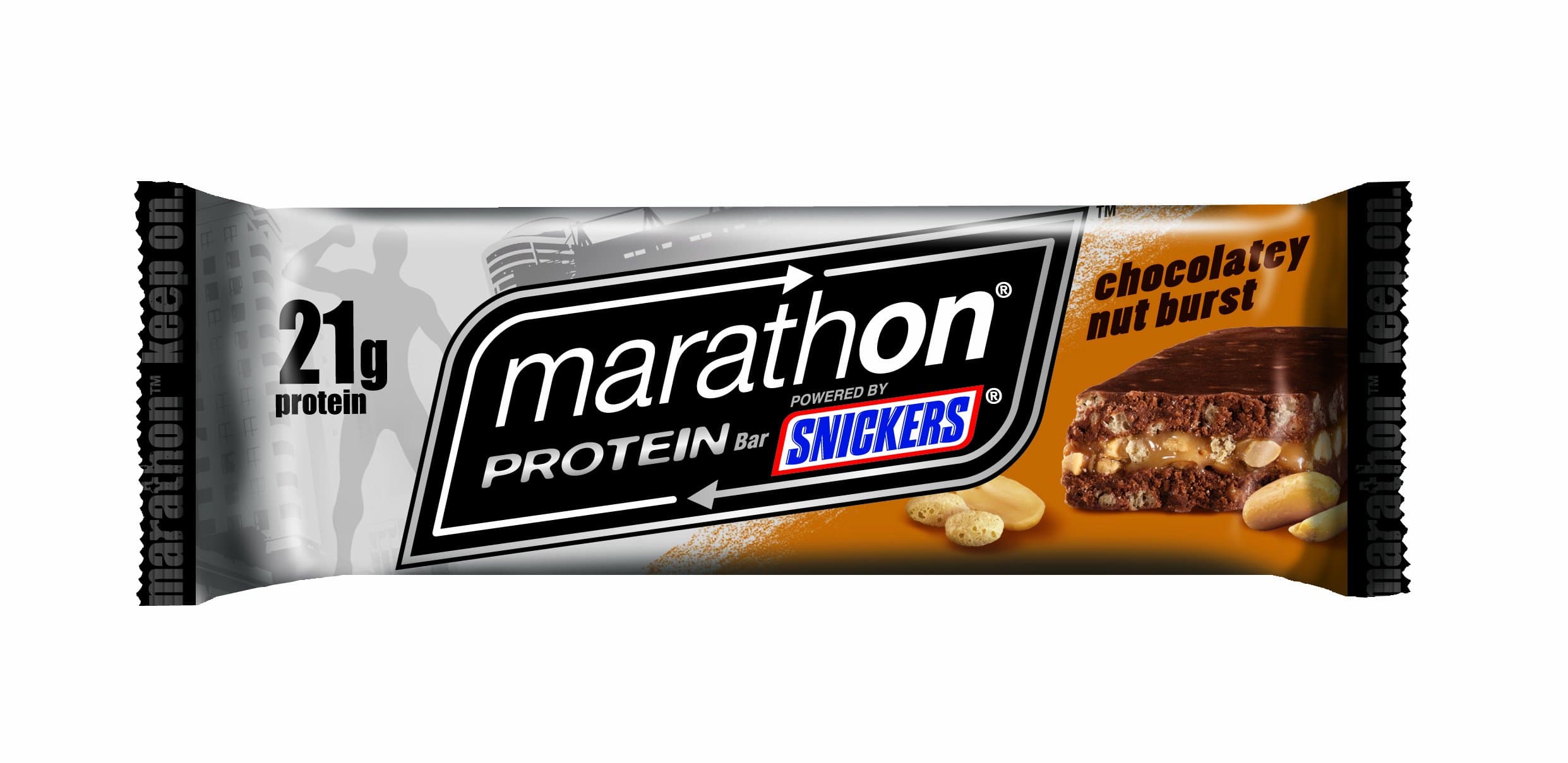 Marathon Bars High Protein Chocolatey Nut Burst Singles,2.82oz Bars(Pack of 12)