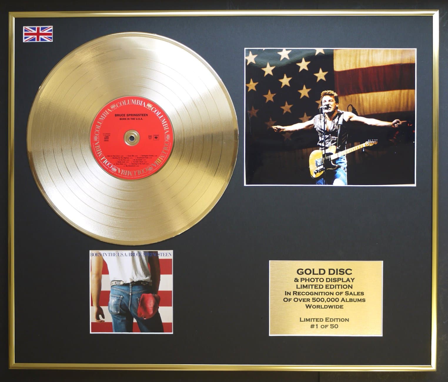 BRUCE SPRINGSTEEN/CD GOLD DISC & PHOTO DISPLAY/LTD. EDITION/COA/BORN IN THE USA