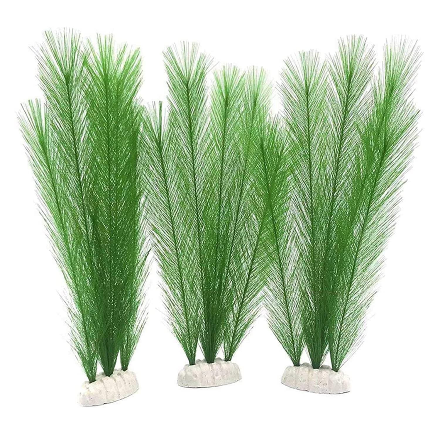 Plastic Plants for Fish Tank Decorations Large Artificial Aquarium Decor and Accessories, Safe for All Fish & Pets (Green)