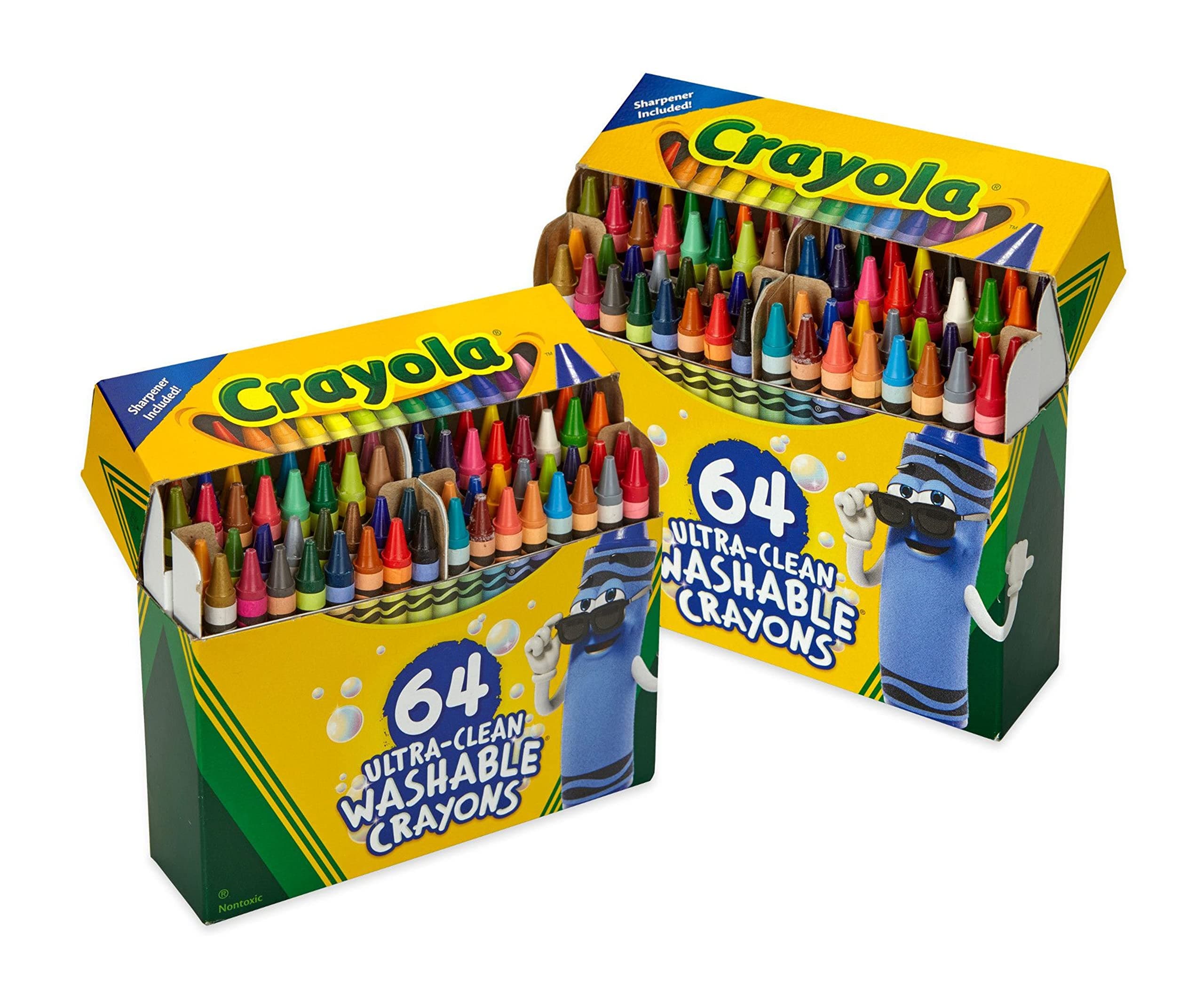 Crayola Washable Crayons for Kids - 64ct (2 Boxes), Essential Easter Basket Stuffers, Bulk Crayons for Toddlers, Spring Crafts, Kids Arts Supplies for Coloring Books [Amazon Exclusive]