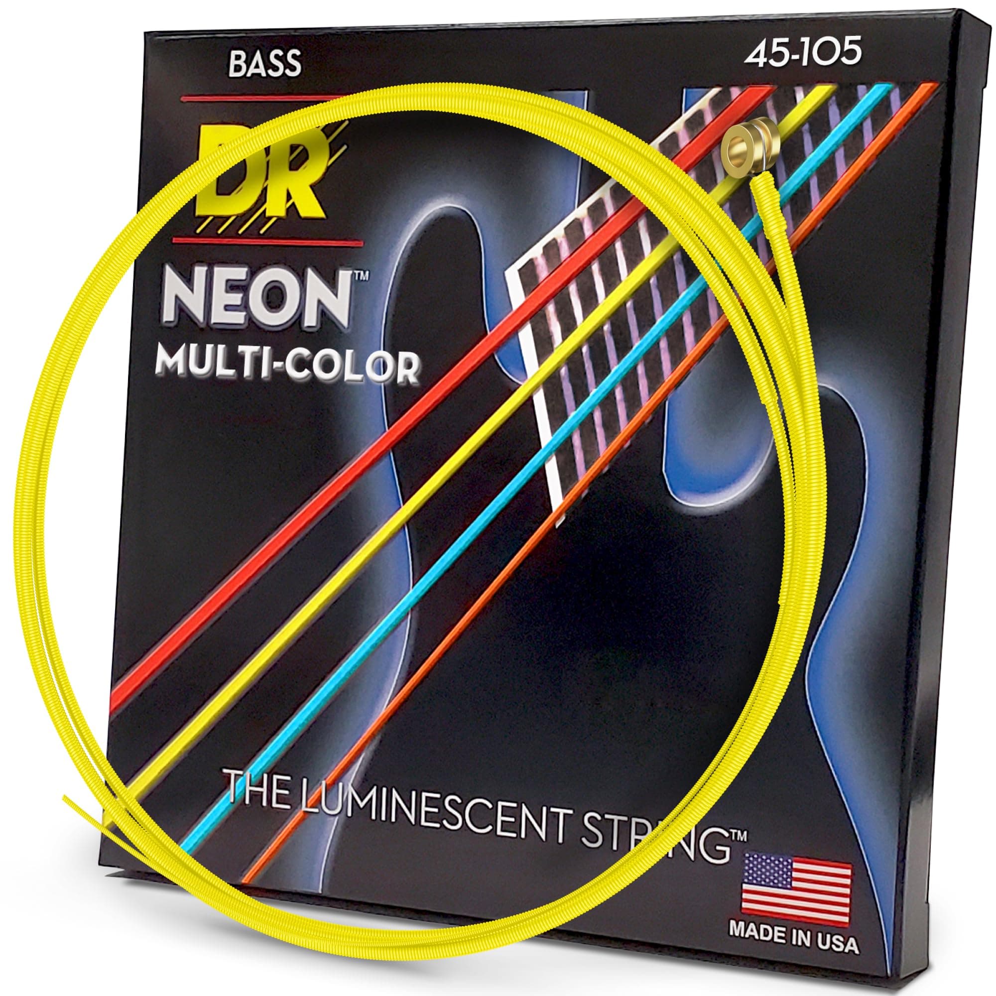 DR Strings (デーアール) ベース弦 NEON マルチ カラー コーテッド .045-.105 NMCB-45 【国内正規品】