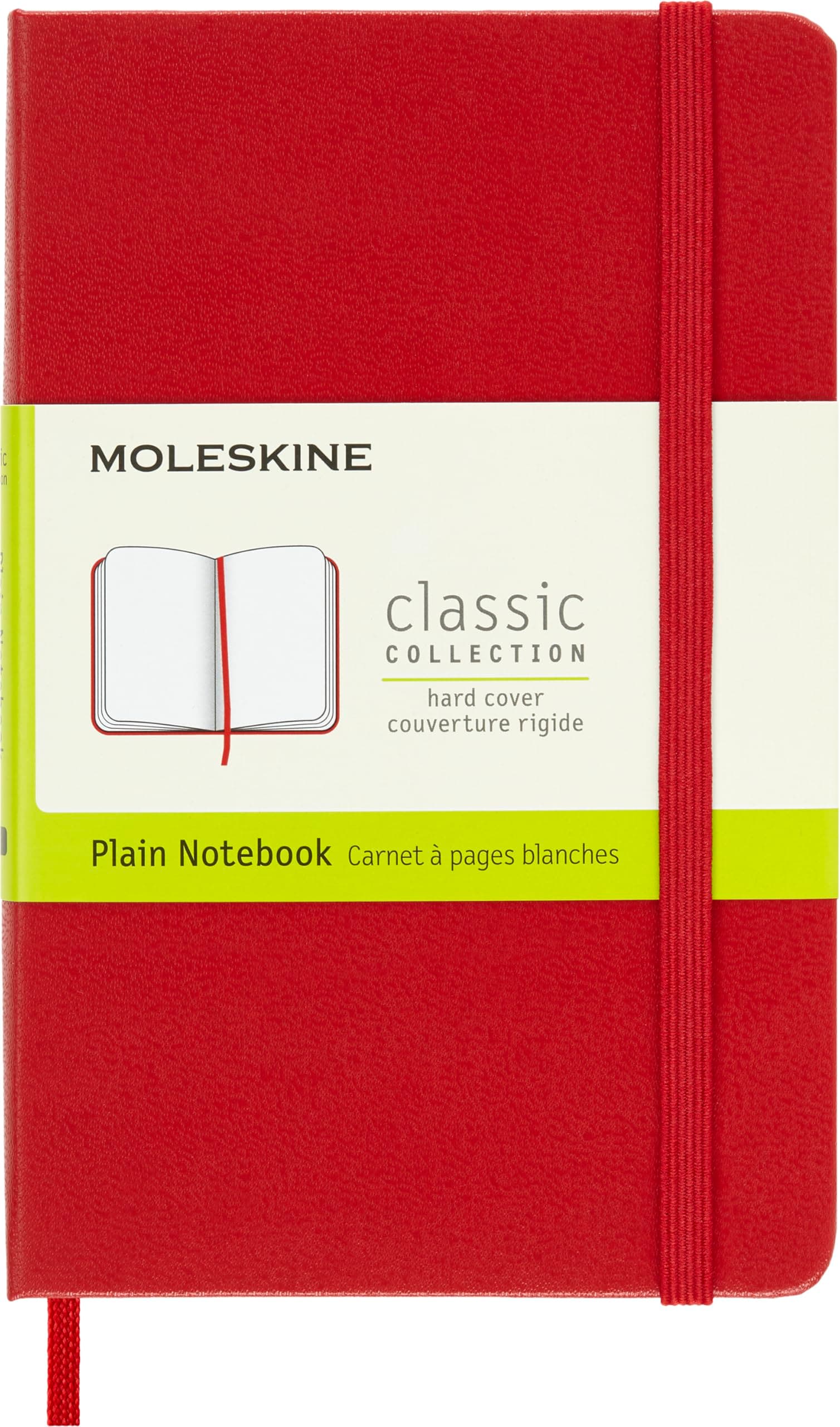 Moleskine Classic Notebook, Hard Cover, Pocket (3.5" x 5.5") Plain/Blank, Scarlet Red, 192 Pages