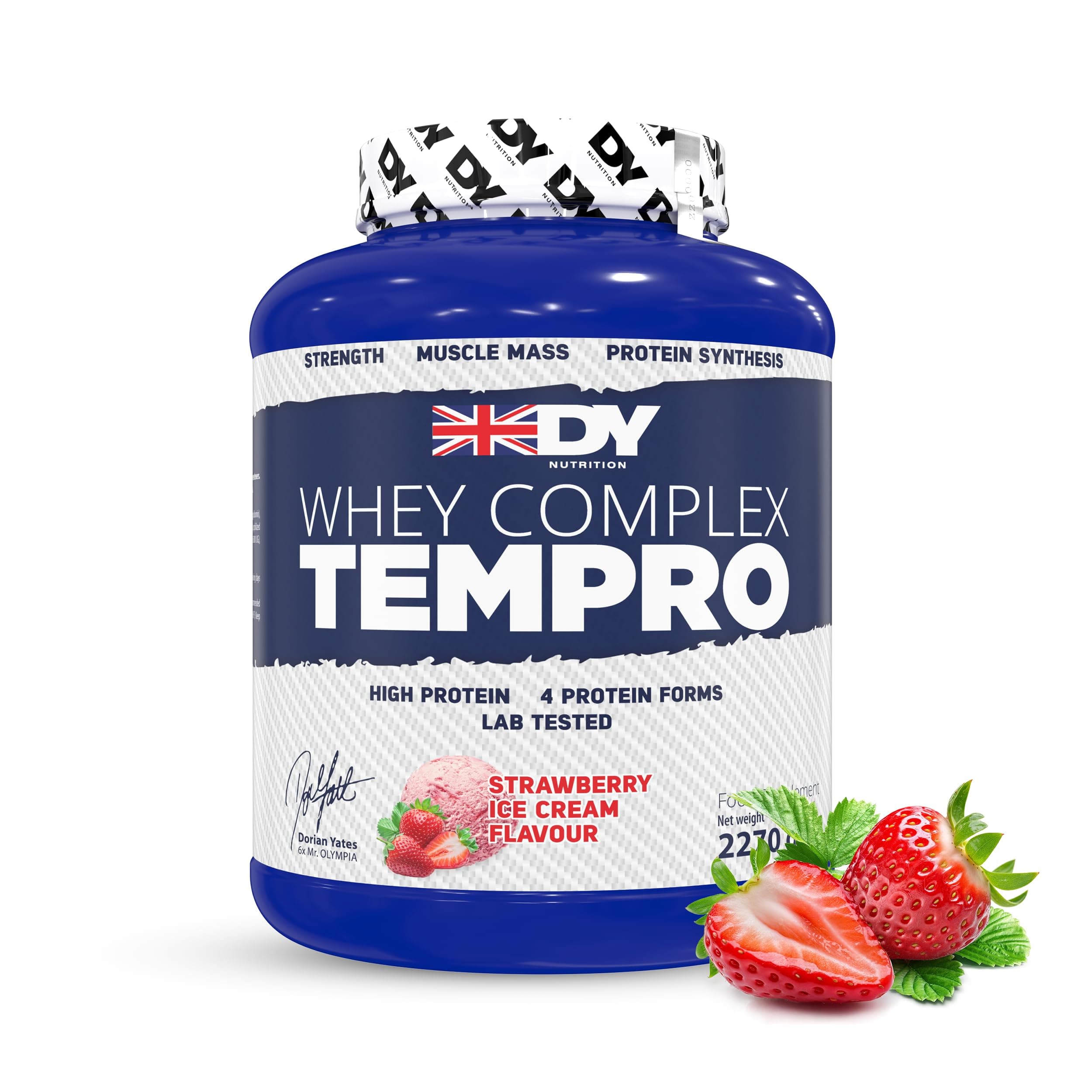 Whey Complex Tempro | x4 Protein Forms | Whey, Casein, Isolate & Egg Albumin, 23g Premium Protein Powder with Digestive Enzymes for Optimal Absorption, 2.27kg | Strawberry Flavour