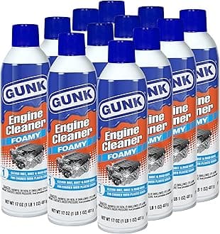 GUNK Engine Cleaner – Foamy Spray for Engines with Plastic Covers – Expanding Foam Quickly Removes Grease, Oil, Dirt & Road Grime - Clings to Surfaces for Easy Rinse – 17 oz (Case of 12)