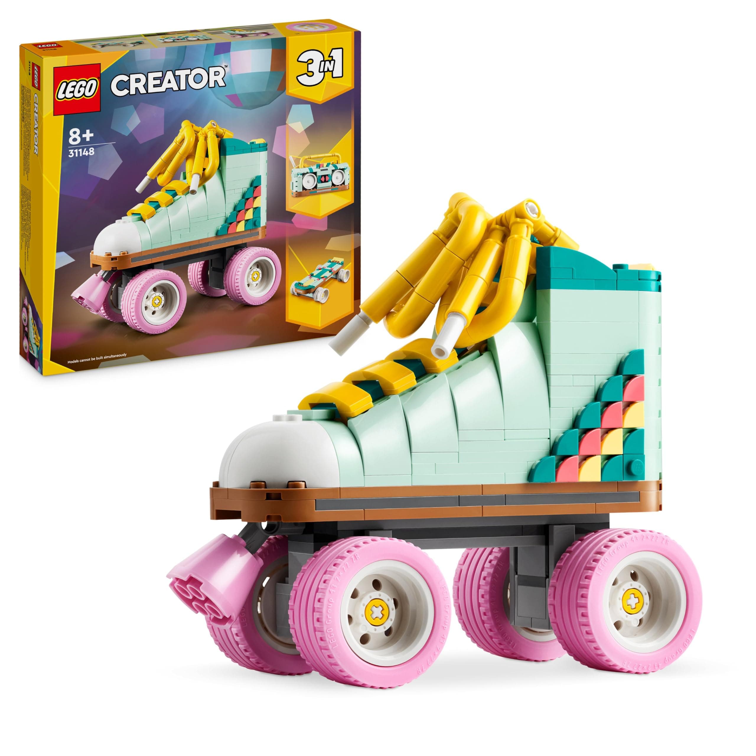 Creator 3in1 Retro Roller Skate Toy - Transforms into a Mini Skateboard or Boom Box Radio, Creative Gift for 8+ Year Old Girls & Boys - 31148