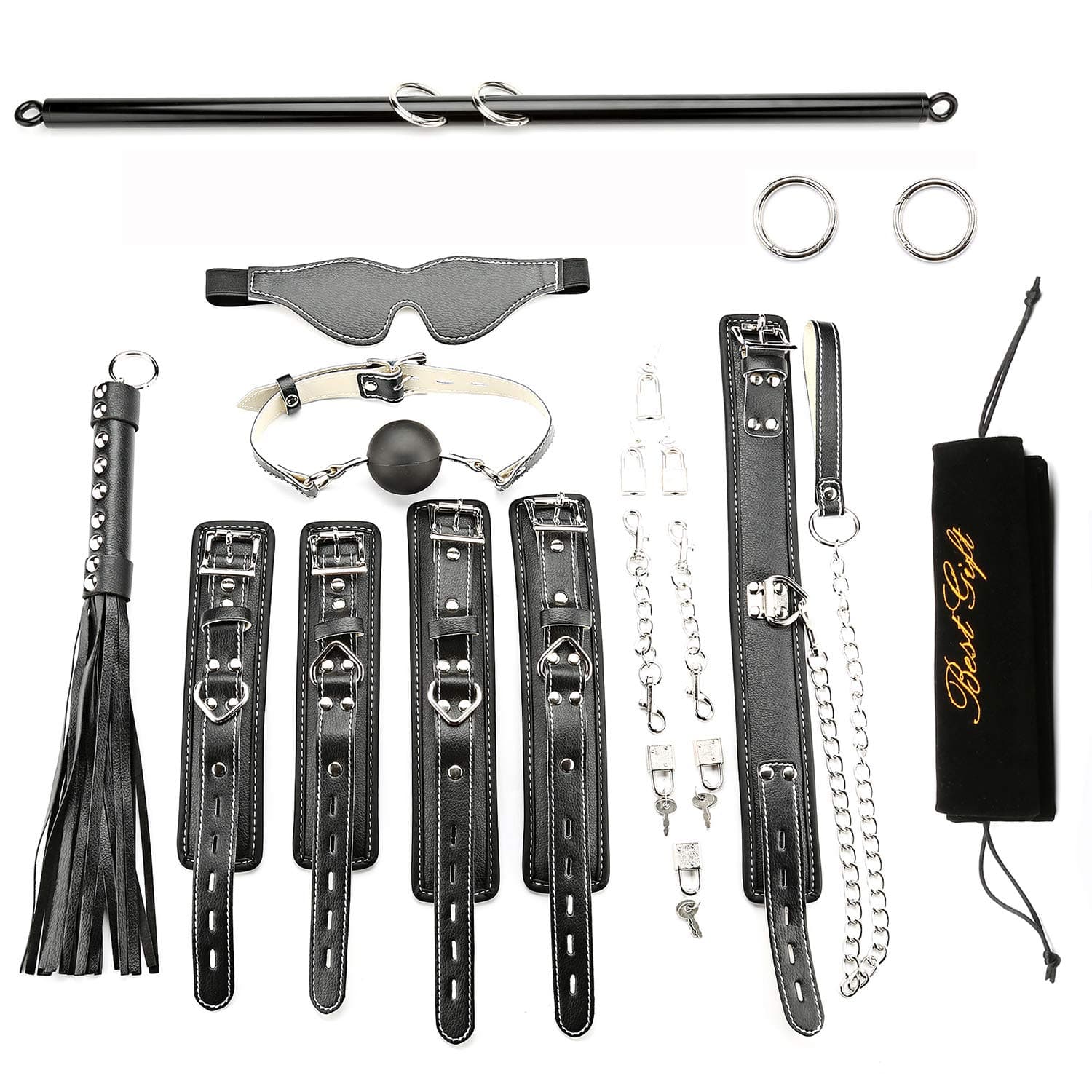 EXREIZST Expandable Black Spreader Bar with Adjustable Black Straps System Tools Set for Home