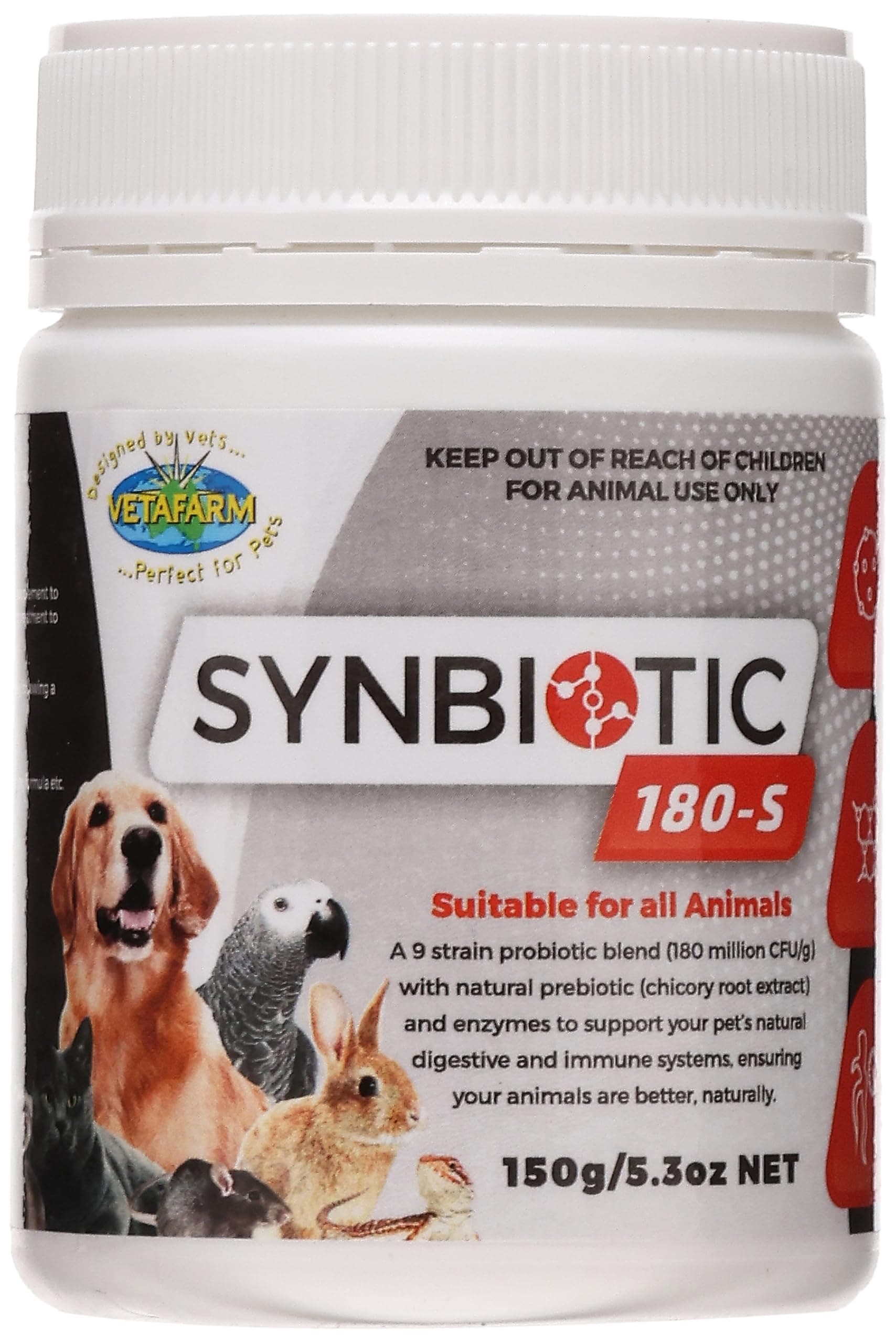 Vetafarm SYNBIOTIC 180S for Optimum Immune System and Digestive Support for Dogs & Cats 150g