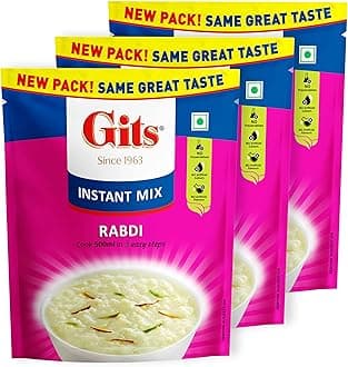 - Gits Instant Rabdi Dessert Mix, Pure Veg, Flavors of Saffron and Cardamom, Indian Sweet and Dessert Ready Mix, 300g (Pack of 3, 100g Each)