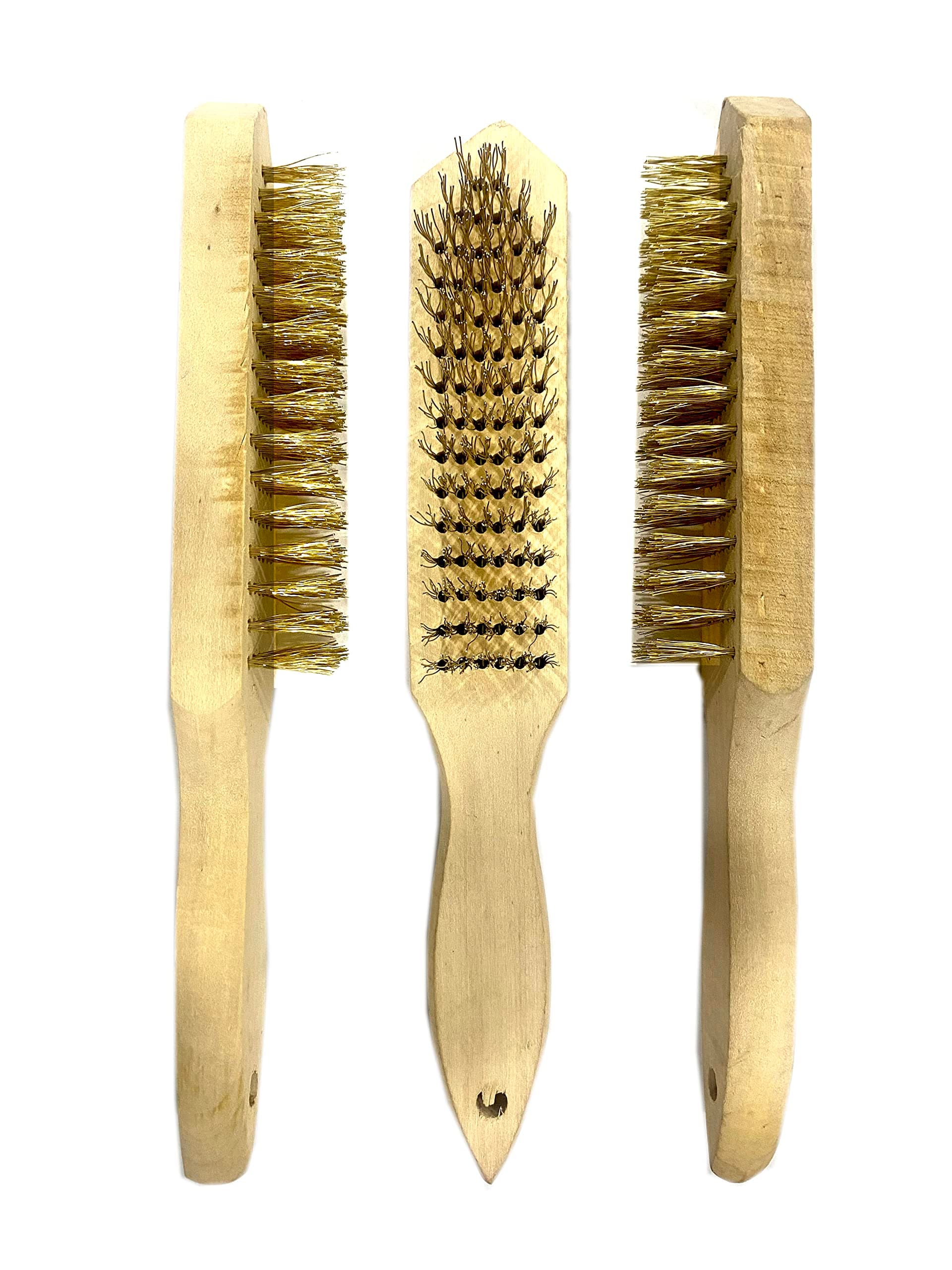 Jon Bhandari Tools 3pc Wooden Handle Wire Brush with Carbon Steel Bristles for Cleaning, Scrubbing, Rust & Paint removal and Polishing