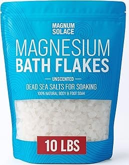 Magnesium Flakes for Bath - Magnesium Chloride Flakes - Dead Sea Salts for Soaking, 10 LBS