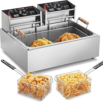 Commercial Deep Fryer, 3000W Electric Turkey Fryer with 3 Removable Baskets, Large Capacity 18Qt / 17L Stainless Steel Countertop Single Oil Fryer, for Kitchen Restaurant Use, Silver