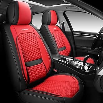VALIWARR Full Coverage Faux Leather Car Seat Covers Full Set Fit for Cars Trucks Sedans SUVs with Waterproof Leatherette in Auto Interior Accessories (Black and Red)