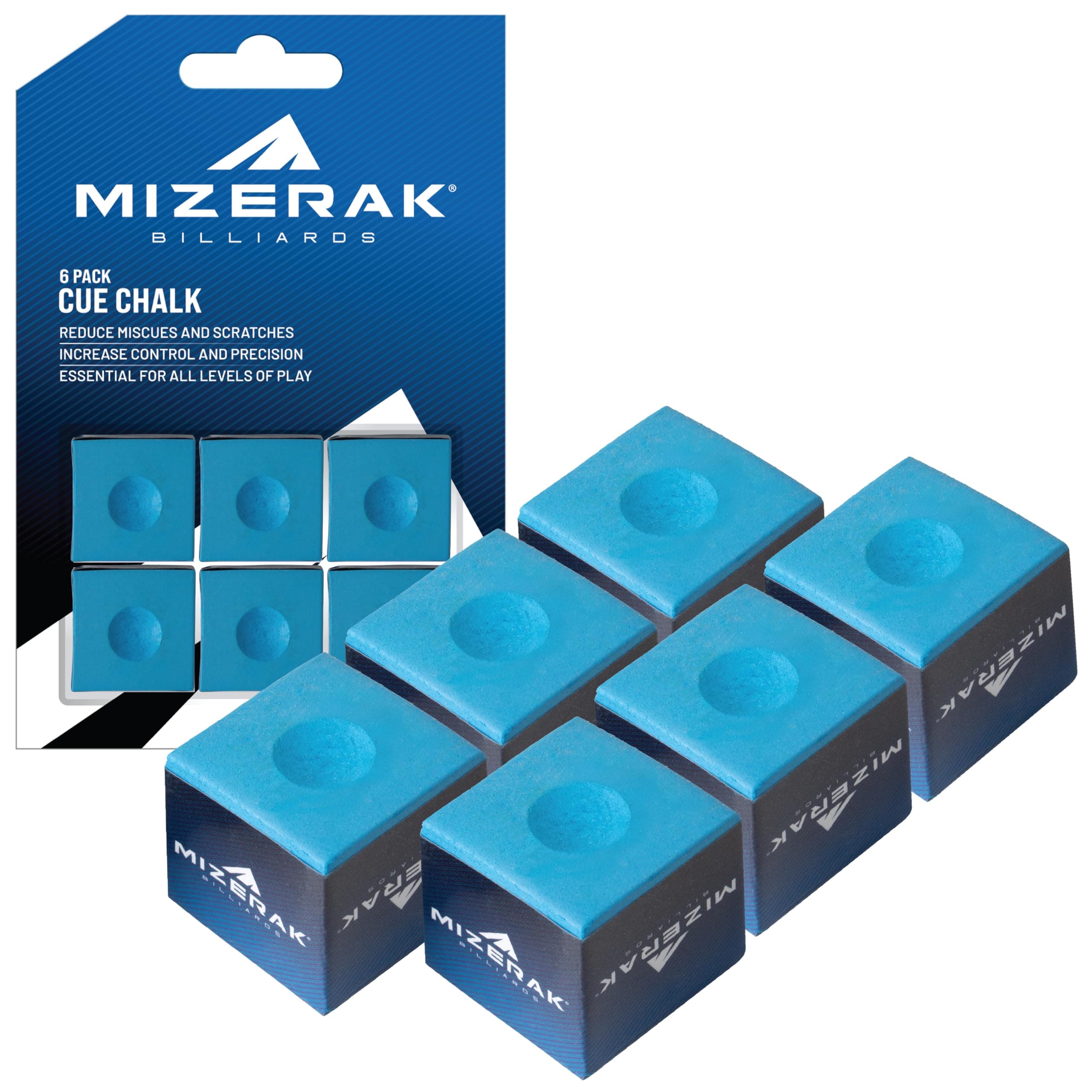 Tournament-Grade Cue Chalk – 6 Pack – Pool Chalk Cubes for Accuracy, Cue Ball Control, and Reduced Miscues – Must-Have Pool Accessory