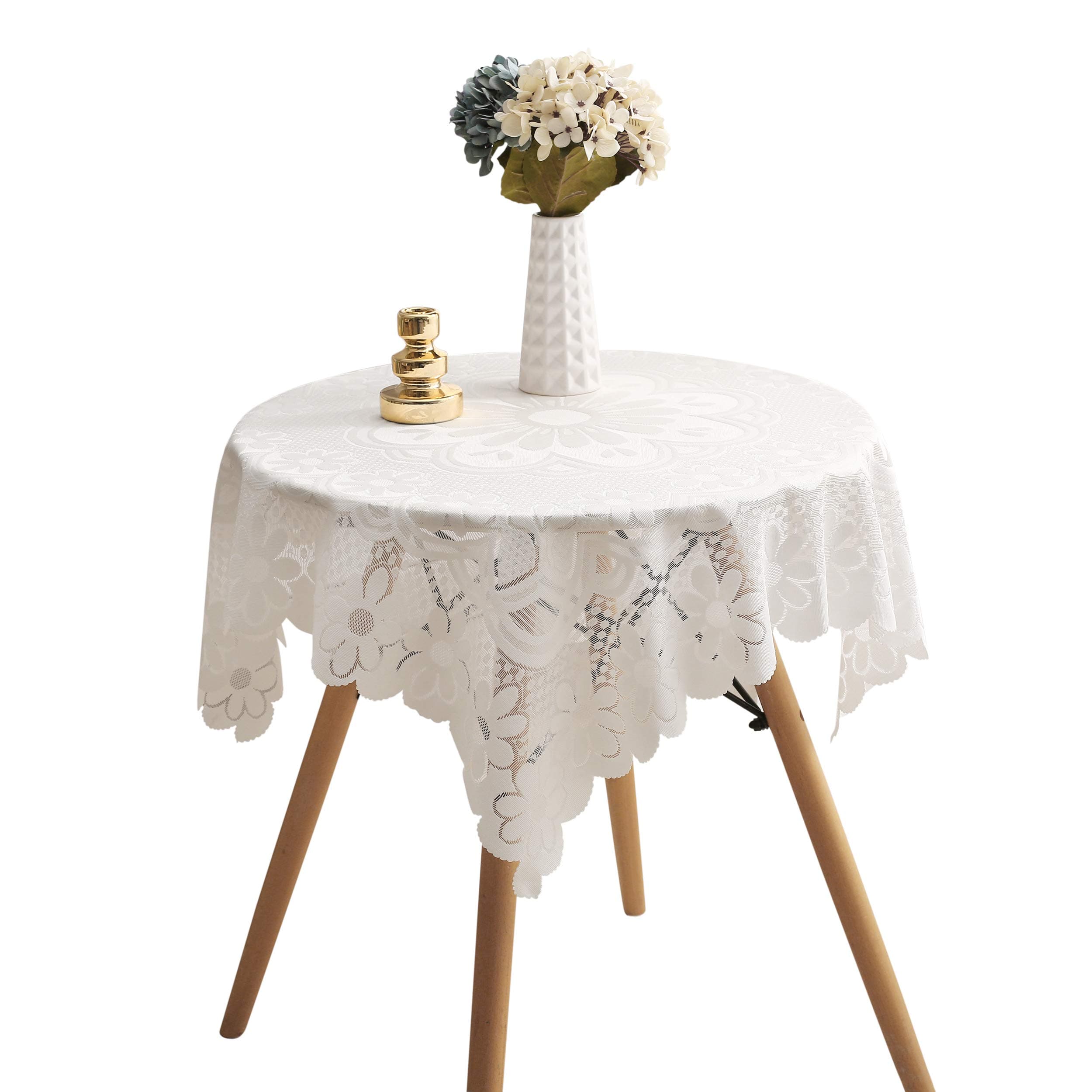 HOMECOOL Square Small Table Cloth - Ivory Crochet Tablecloth for Side Table or Nightstand...(35 X 35 Inch)