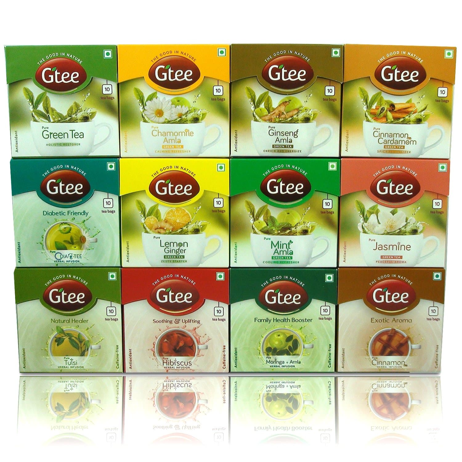 Green Tea Combo Sampler Pack | Organic, Herbal & Natural Green Tea Varieties | Weight Loss | 10 Tea Bags Each (Pack of 12)