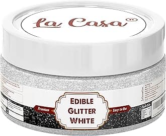 La Casa Premium Edible Glitter - WHITE | Metallic Glitter Ideal for Cake Icing Decoration & Garnishing | 9g |