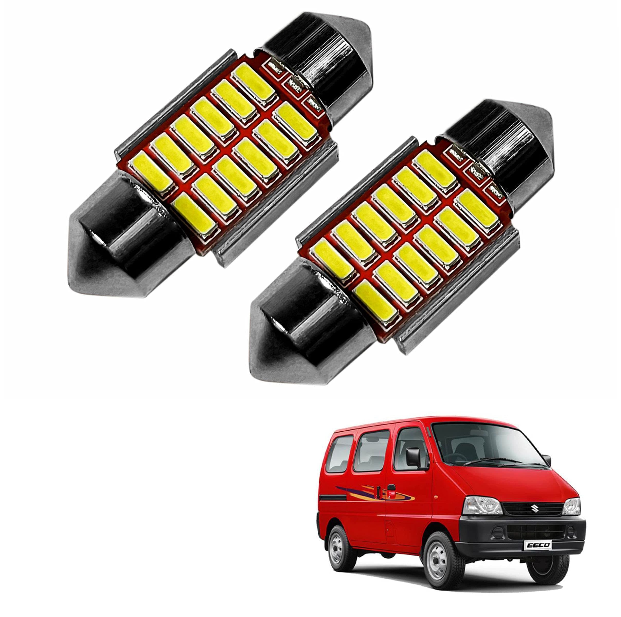 Car Interior 12 SMD Extremely Bright Dome LED Interior Roof Light Reading Bulb Lamp For Maruti Suzuki Eeco (5W, White, 2 Pcs)