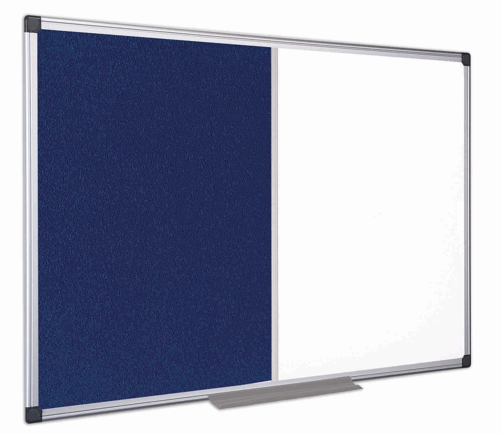Bi-Office Combination Board Maya, Blue Felt/Melamine, Aluminium Frame, 120 x 90 cm