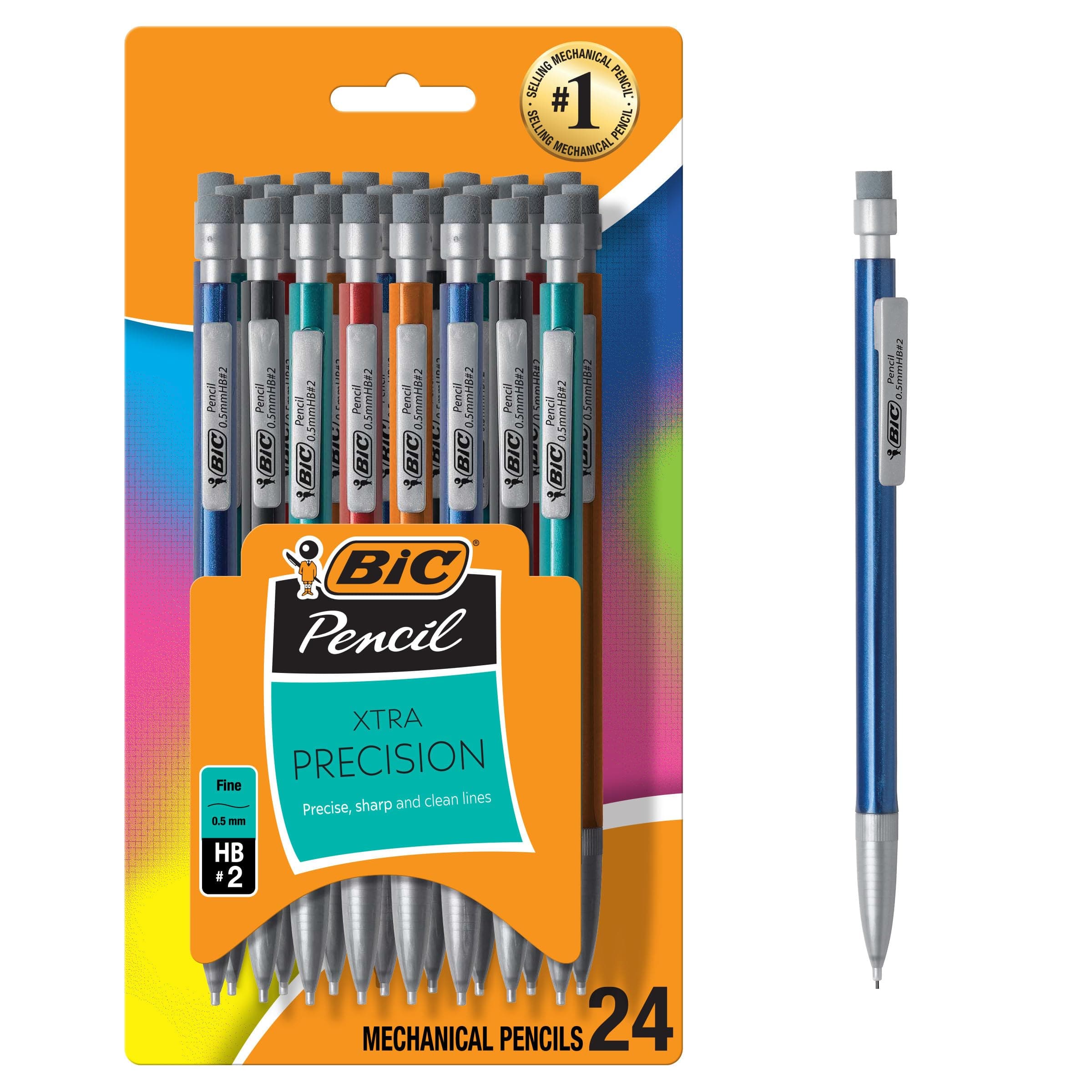 Xtra-Precision Mechanical Pencils with Erasers, Fine Point (0.5mm), 24-Count Pack Mechanical Drafting Pencil Set
