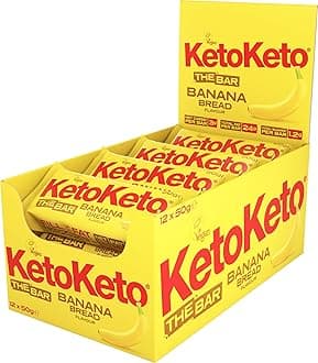 Bars 12 x 50g Keto Snacks For Weight Loss | Keto Diet, Sugar Free Snack, Meal Replacement Bar | Healthy Snacks, Keto Food, Low Carb | Low Calorie, Vegan Food, Breakfast Bar (Banana Bread)