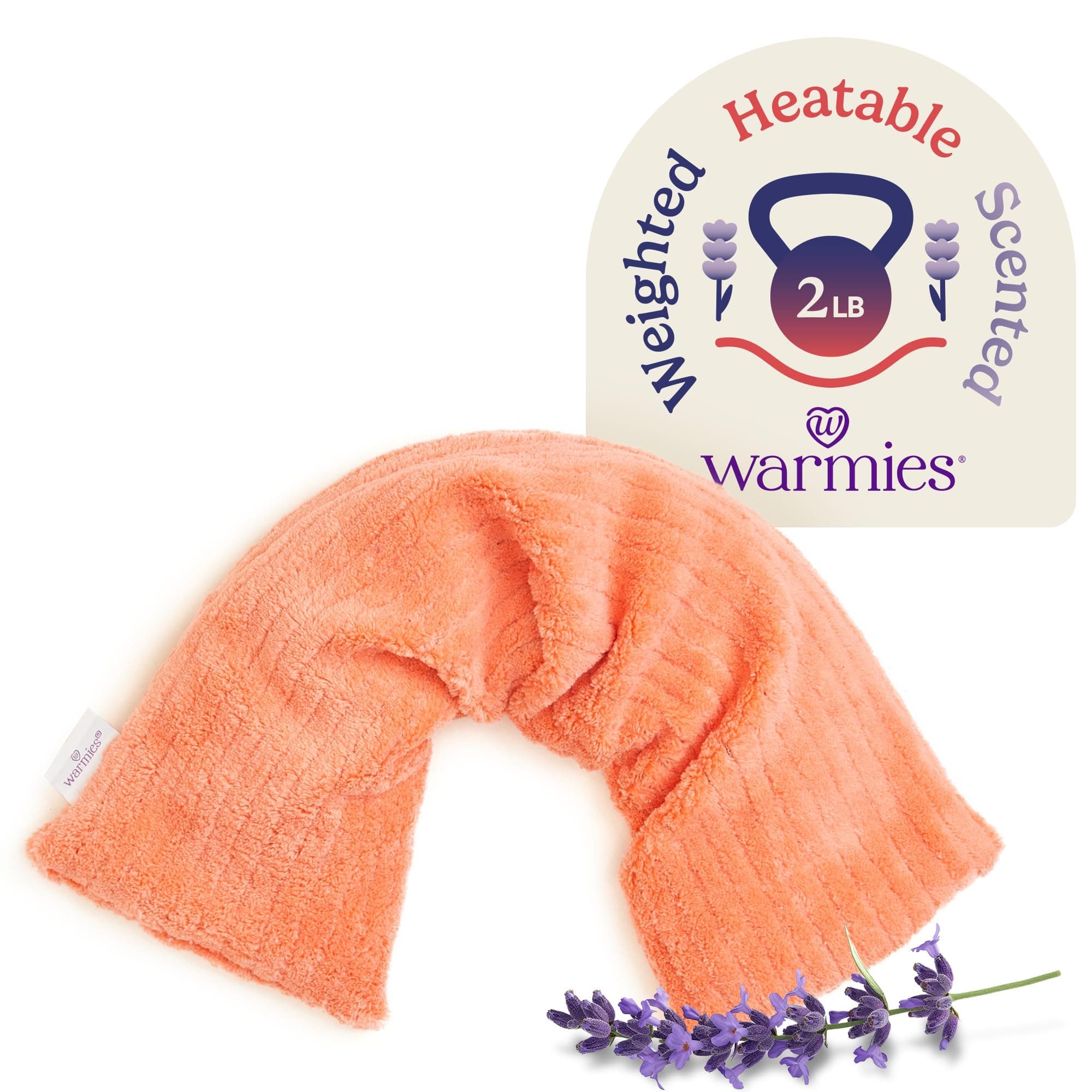 Hot-Pak, Microwavable Neck Wrap - Heating & Cooling Plush Pad for Calming Relaxation - Weighted & Heated Neck Warmer with Scented Lavender - Microwave Heat Pad for Aches & Pain - Coral