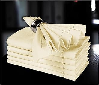 Linen Cotton Cloth Napkins Set of 4-100% Linen Hemstitched Napkins 18x18 Inches for Wedding, Dinner, Thanksgiving, Parties – Reusable Elegant Table Napkins for Home Decor & Events