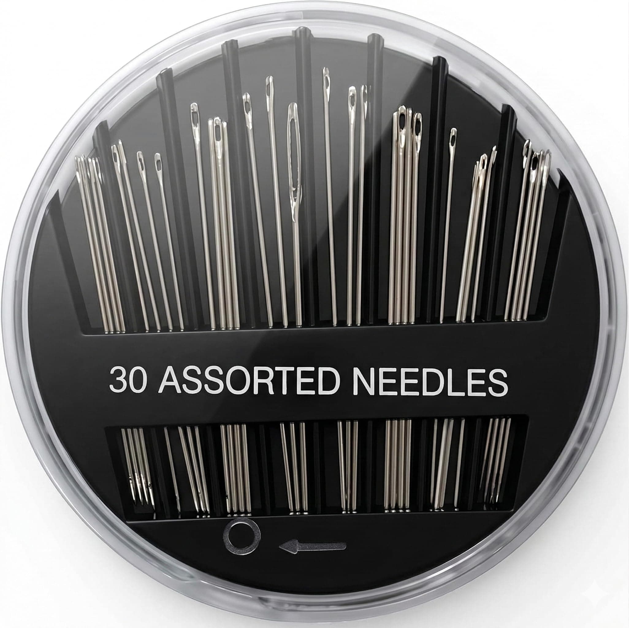 SOLASTA Sewing Needles [30 Pcs], 3.2-5.1cm Stitching Needles, Darning Needles with Plastic box, for DIY Needlework Normal Type and Sewing(Black).
