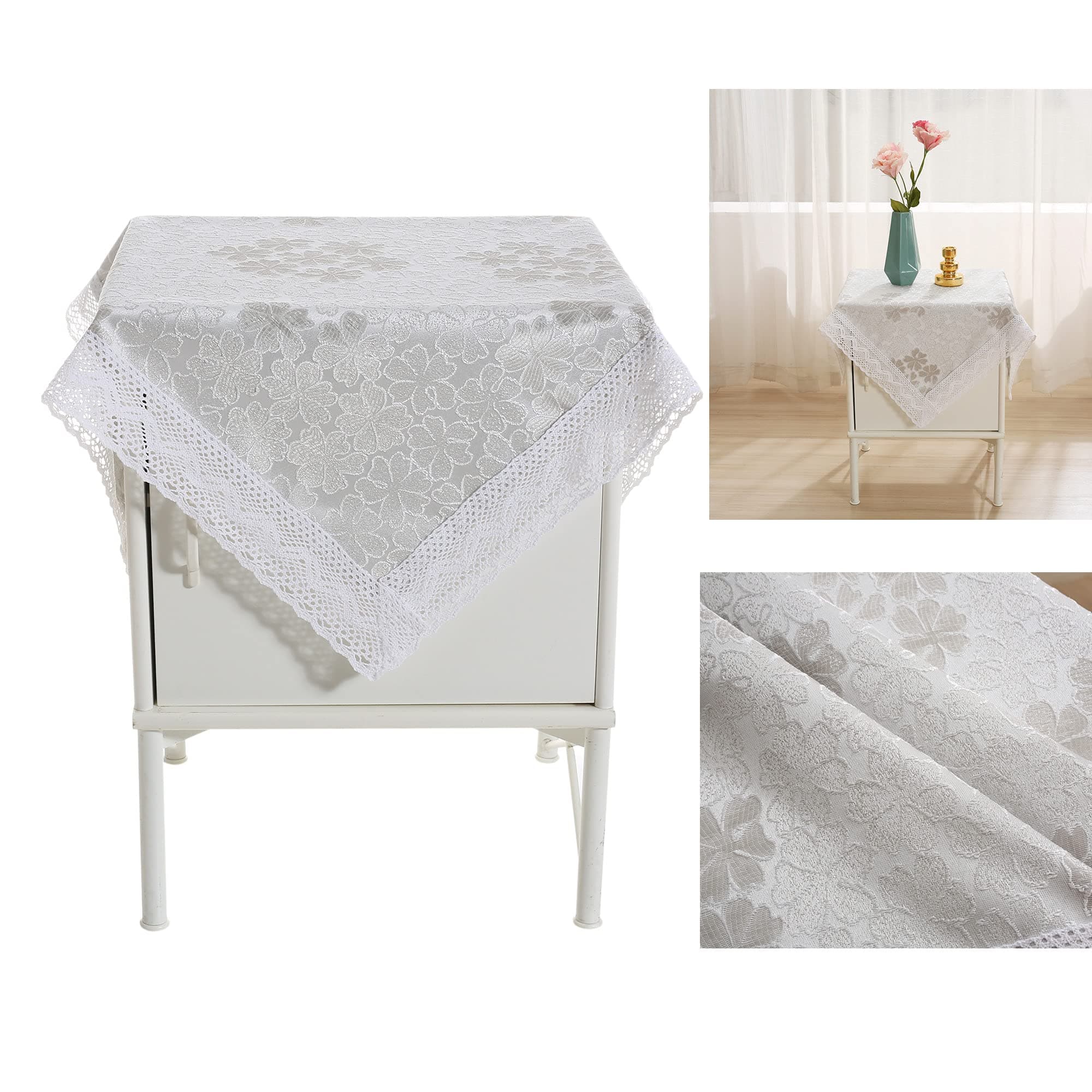 Bettop Square Tablecloth,Nightstand Tablecloth,Side Table Cover,Table Cloth for Bedside Table/ Nightstand/Night Table/Tea Table/End Table/Dressers,Table Dustcover Doilies for Furniture (Grey)