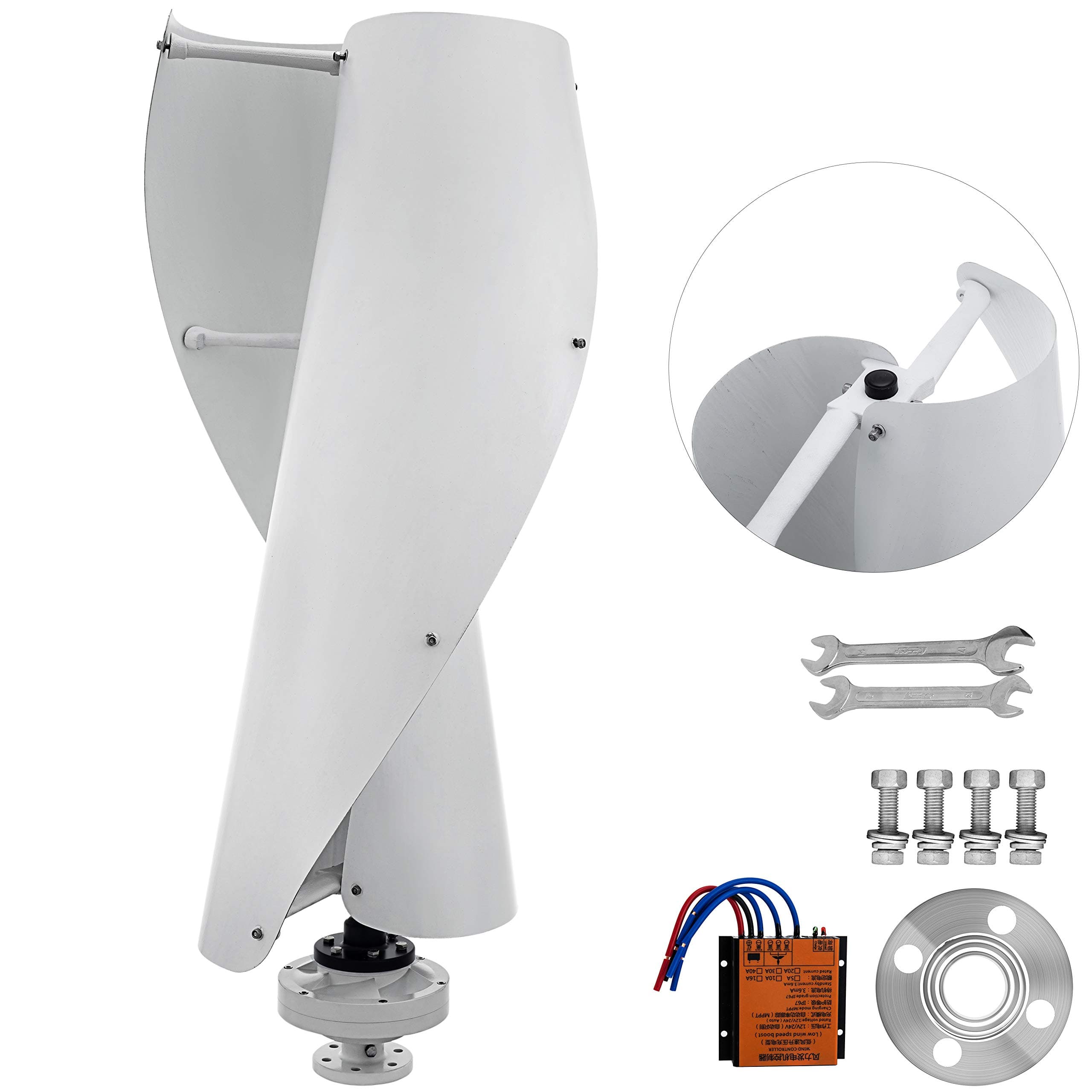 Wind Turbine 400W 12V Windmill Generator Kit Vertical Sprial Eolic Generator with a Controller for Home Marine Industrial Energy
