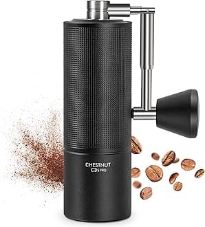 Manual Coffee Grinder Chestnut C3S PRO, Hand Coffee Grinder with Foldable Handle, Stainless Steel S2C Conical Burr Coffee Grinder, Adjustable Grind Setting for Espresso to French Press, Black