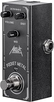 Pocket Metal Guitar Pedal, AKLOT Electric Effects Pedals Distortion Sounds Mini Single Type DC 9V True Bypass