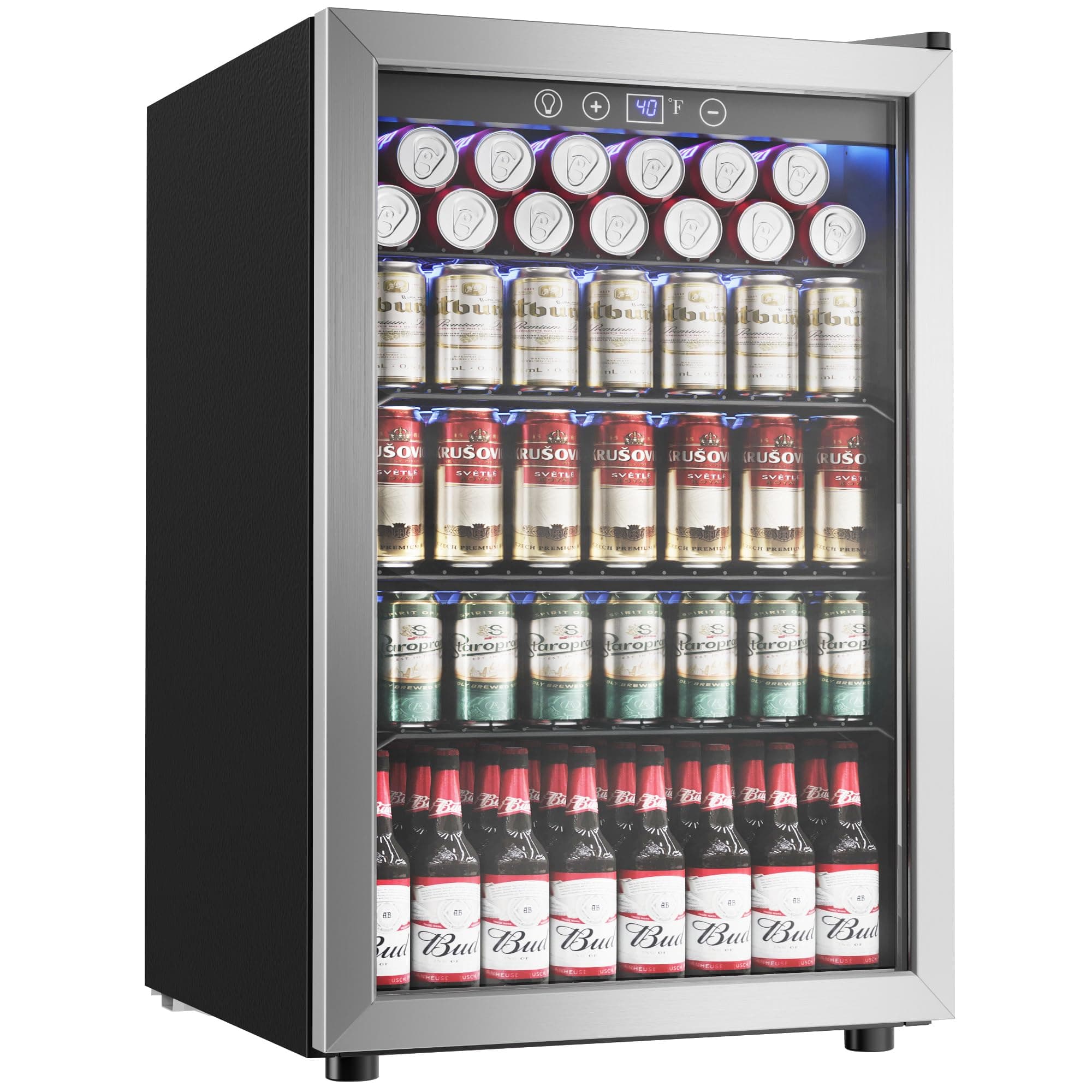 Icyglee 4.5 Cu.ft Beverage Refrigerator Cooler, 145 Can Mini Fridge with Digital Temperature Display for Soda Beer Wine, Freestanding beverage fridge with Adjustable Shelving for Home Office Bar