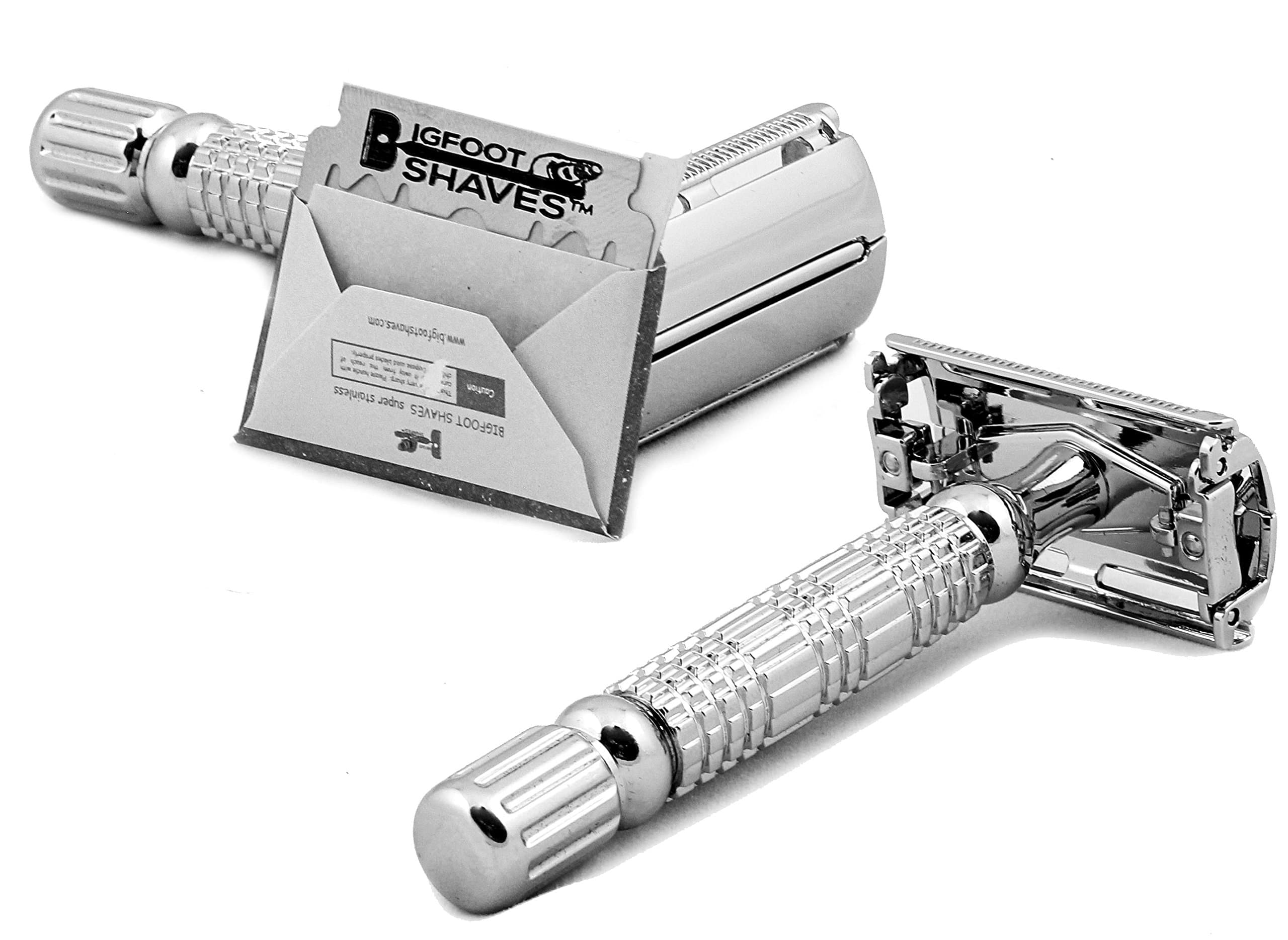 I Butterfly Open Double Edge Single Blade Safety Razor Kit I Classic Razor I Smooth Shave Without Razor Burns I Excellent Gift Idea I Includes Travel Case, Mirror & Blades I Silver