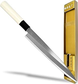 Seki TSUBAZO ese Sushi Chef Knife, Stainless Steel Sashimi Yanagiba Knife, Shiraki Handle, 210 mm (8.3 in)