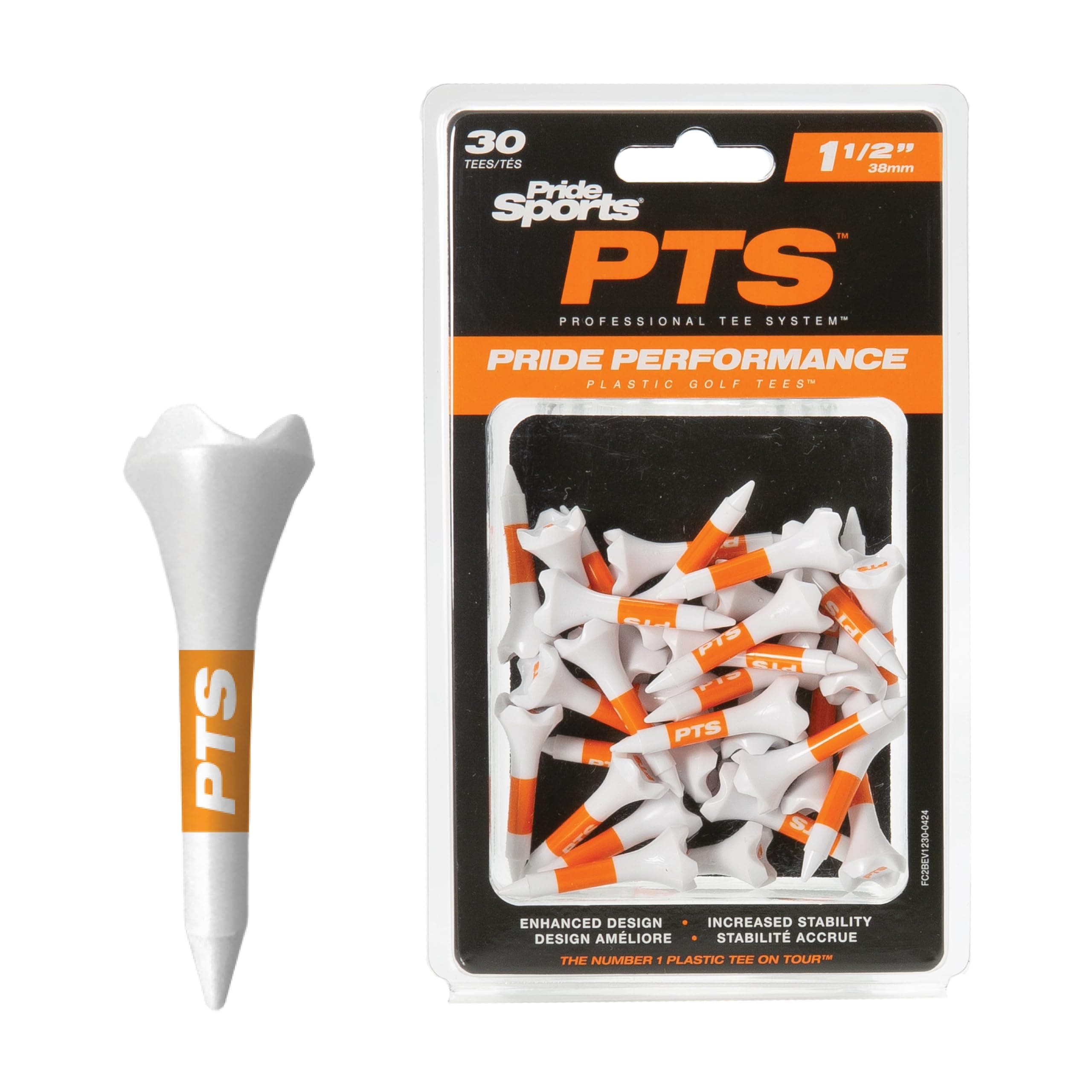 Pride Professional Tee System Evolution Tee, 1-1/2 inch-, 30 Count (Orange)