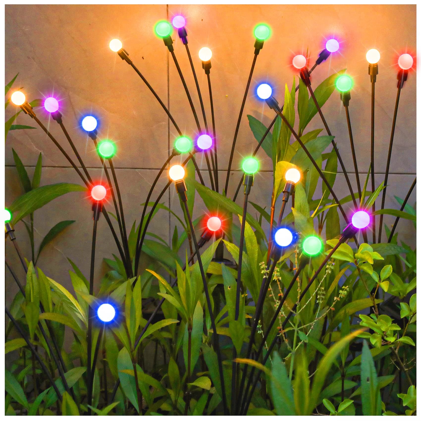 Solar Garden Lights, Starburst Light - Swaying When Wind Blows, Solar Lights Outdoor Decorative, Color Changing RGB Light for Yard Patio Pathway Decoration(2 Pack)